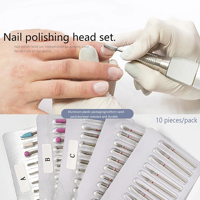 10 Stks/set Diamant Nail Boor Rotery Elektrische Frezen Voor Pedicure Manicure Vijlen Cuticle Burr Nail Tools Accessoires