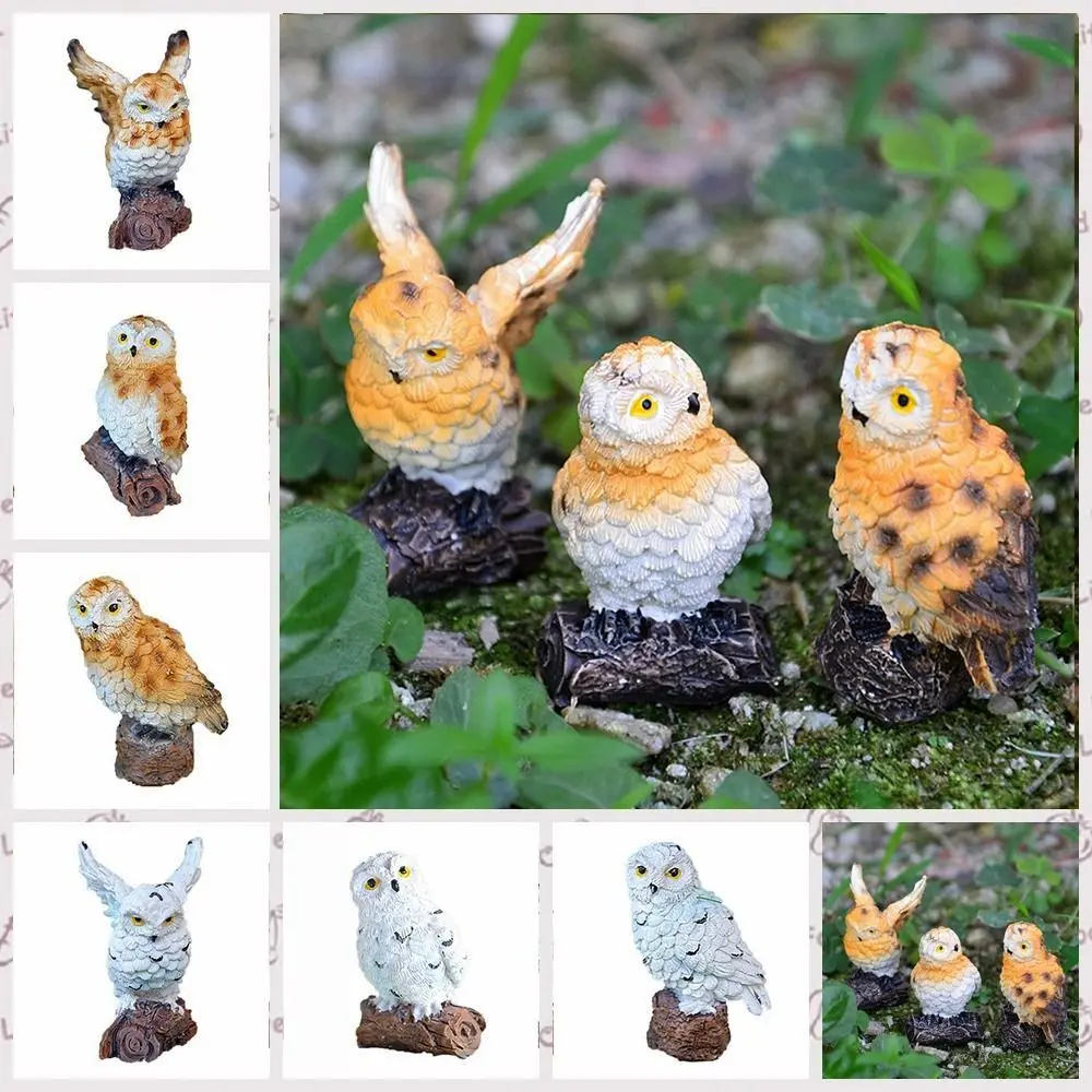 Safety Owl Owl Figurine Resin Simulation Miniatures Figurine Weatherproof Car Ornaments Imaginative Play