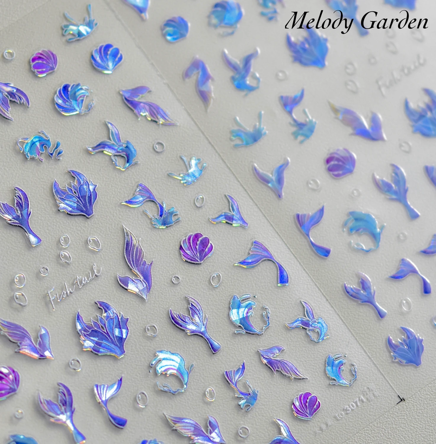 Newest 5D Embossed Back glue Nail decal Ocean Dream Jellyfish Mermaid Tail Nail stickers Shell Wave Nail decoration Nail art DIY
