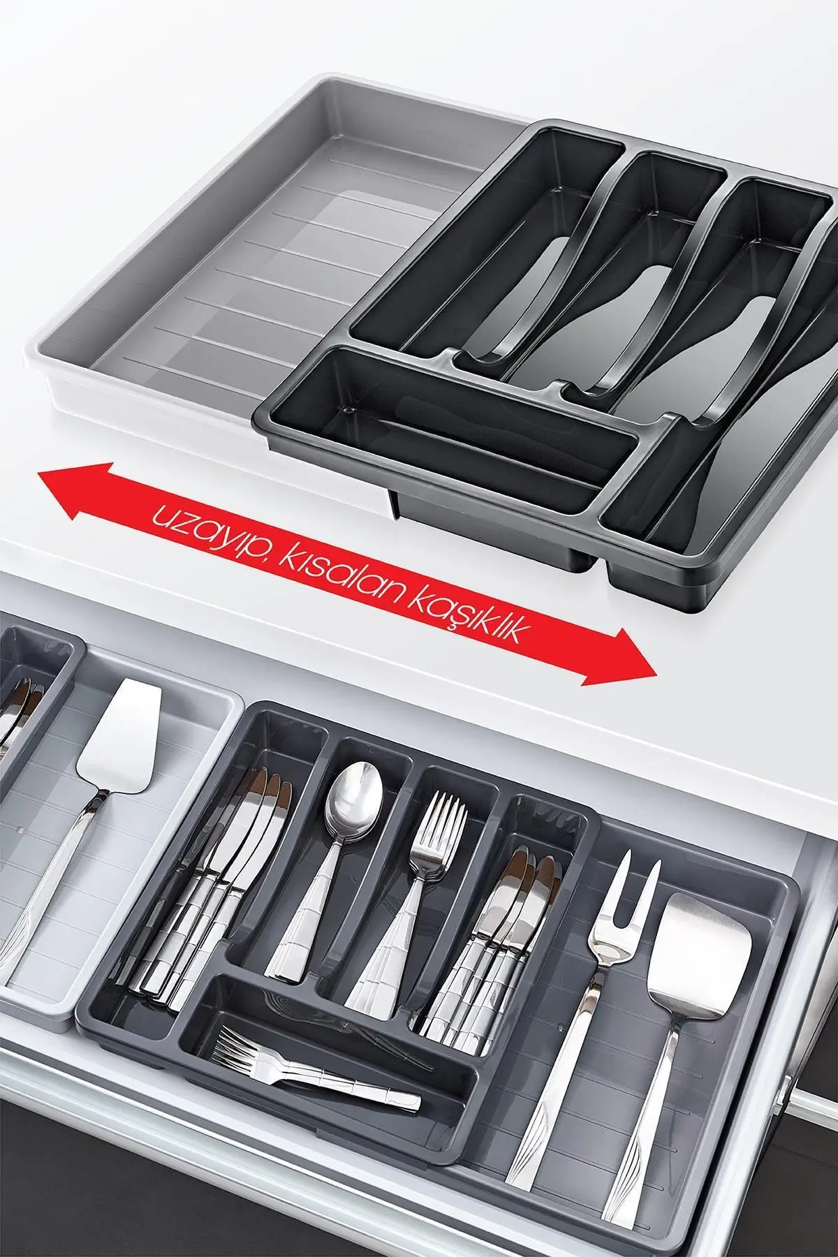 

Cutlery Drawer Tray Expandable Adjustable Utensil Drawer For Kitchen Useful Organizer Multi-Purpose Space Saving Storage Rack