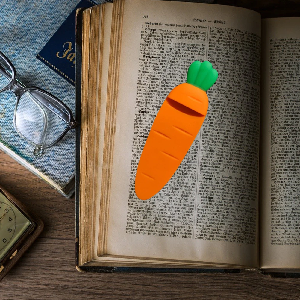 Premium Carrot Shape Creative Book Page Marker Silicone Book Decor For Students Kids Gift Adorable Small Lightweight 3D