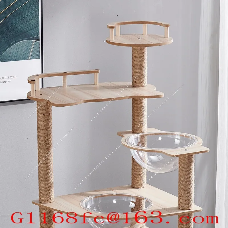 Large Modern Multi Level Cat Tree Condo Scratching Post Space Capsule Cat Bed Removable Cushion Durable Sisal  Cat Climbing Tree