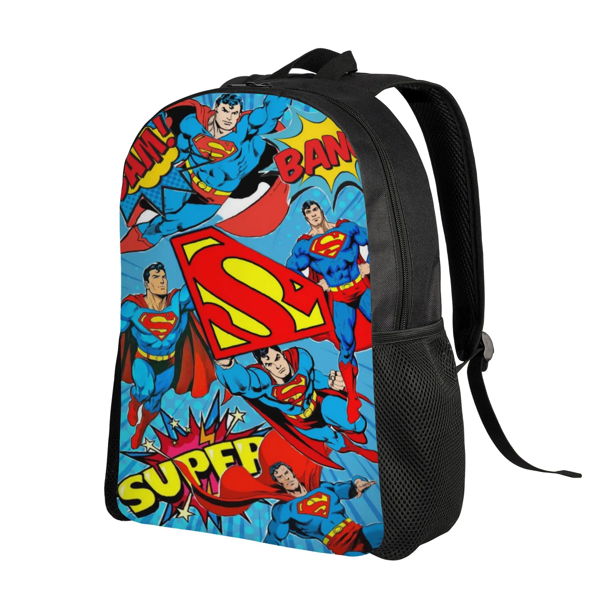 Back to school season Vintage Pop Action Bang Superman Comic Montage Bookbag  Men Women Adult Backpack