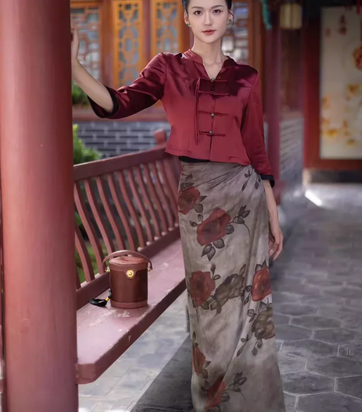 

Chinese Xishuangbanna Dai Ethnic Clothing Slim Fitting Chinese Tea Clothing