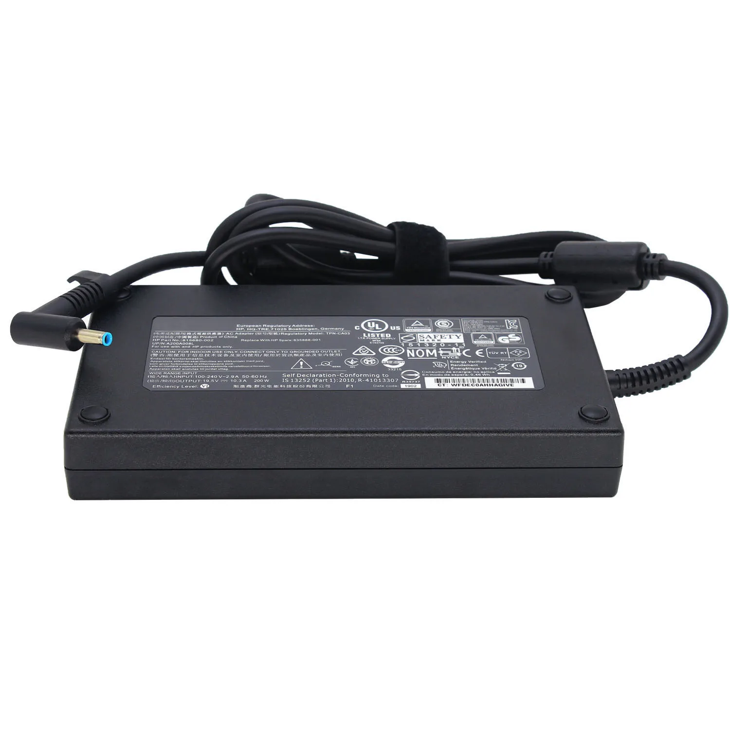 200W 19.5V 10.3A 4.5*3.0มม.อะแดปเตอร์ AC สำหรับแล็ปท็อปสำหรับ HP TPN-DA10 L00818-850 L00895-003 ADP-200HB B W2F75AA แหล่งจ่ายไฟ