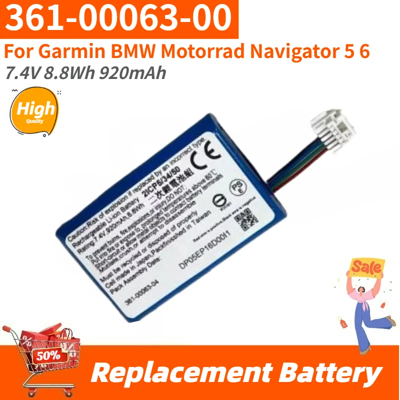 High Quality 7.4V 8.8Wh 920mAh 361-00063-00 Replacement Battery For Garmin BMW Motorrad Navigator 5 6 Brand New