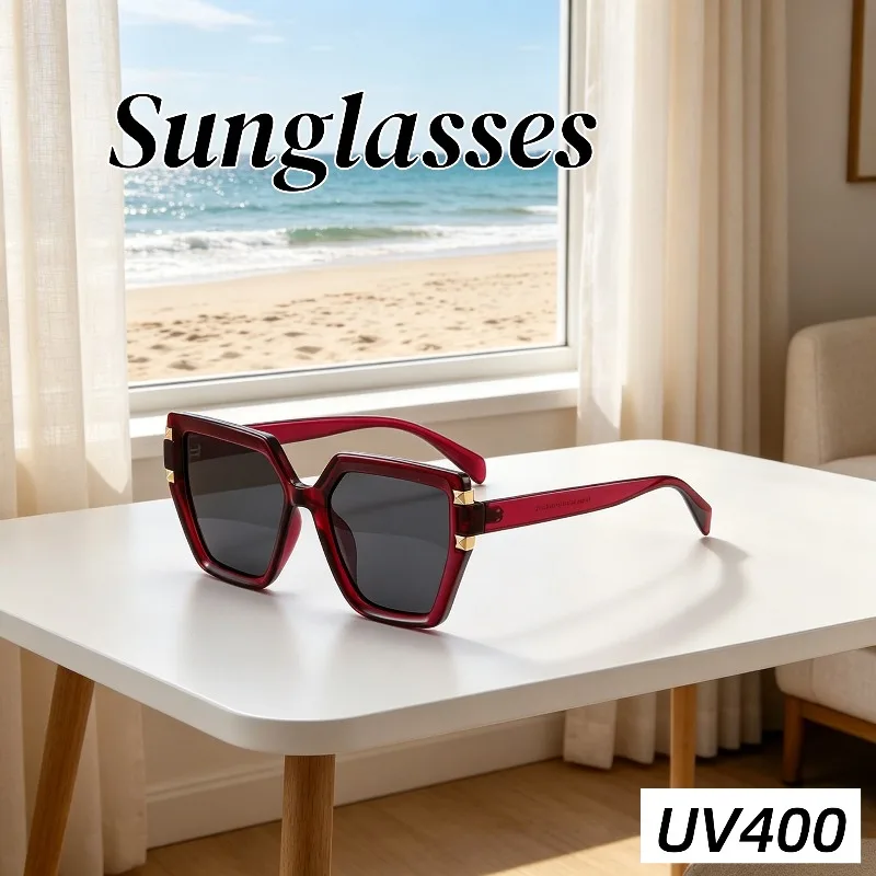 

New Fashion Trend UV400 Polarized Sunglasses Large Frame Polygonal Sunscreen Glasses Outdoor Fishing Trip UV Resistant Glasses