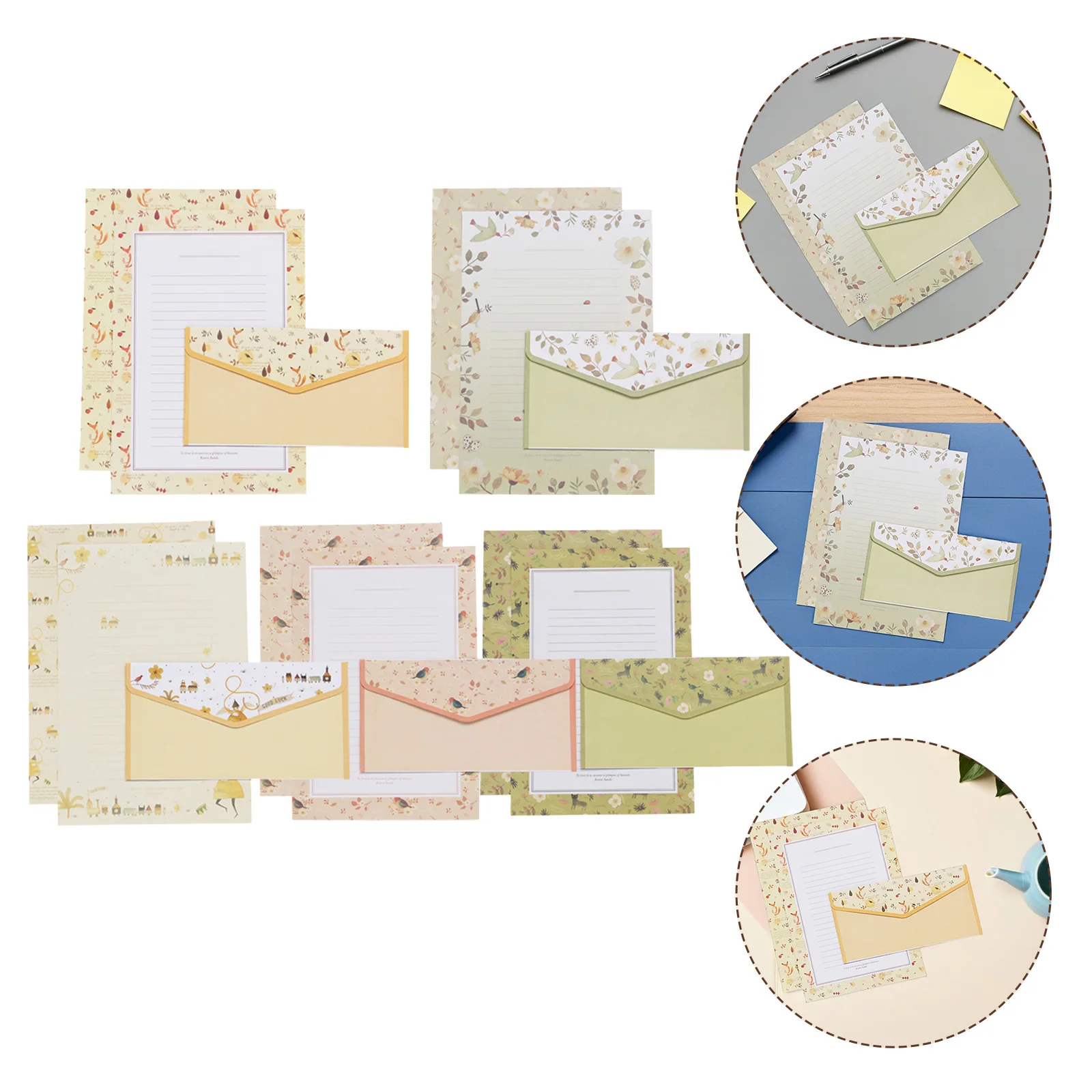 

Конверт с цветочным принтом, набор бумаги для писем, 5 комплектов канцелярских товаров на день рождения, заметки «спасибо», рукоделие, разные цвета