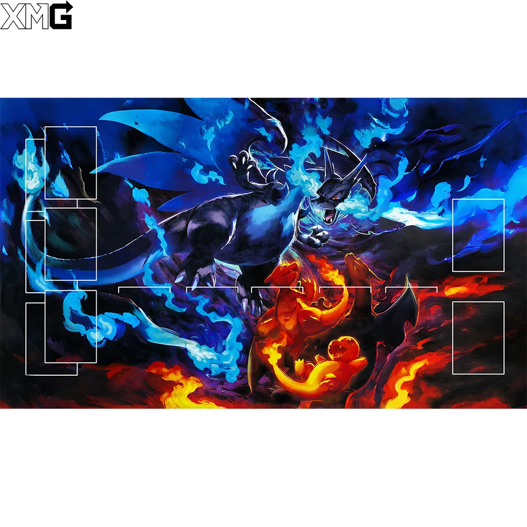 DIY 600*350*2 мм игровой коврик с покемонами-мега Чарризард X Growlithe PTCG коврик для боевой карты аниме игрушка в подарок