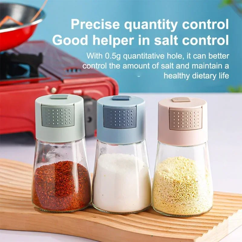 Measurable Seasoning Jar Salt Shaker Press Type 180ML Control Bottle  Pepper Spice Sugar Glass Container Dispenser Can Shaker