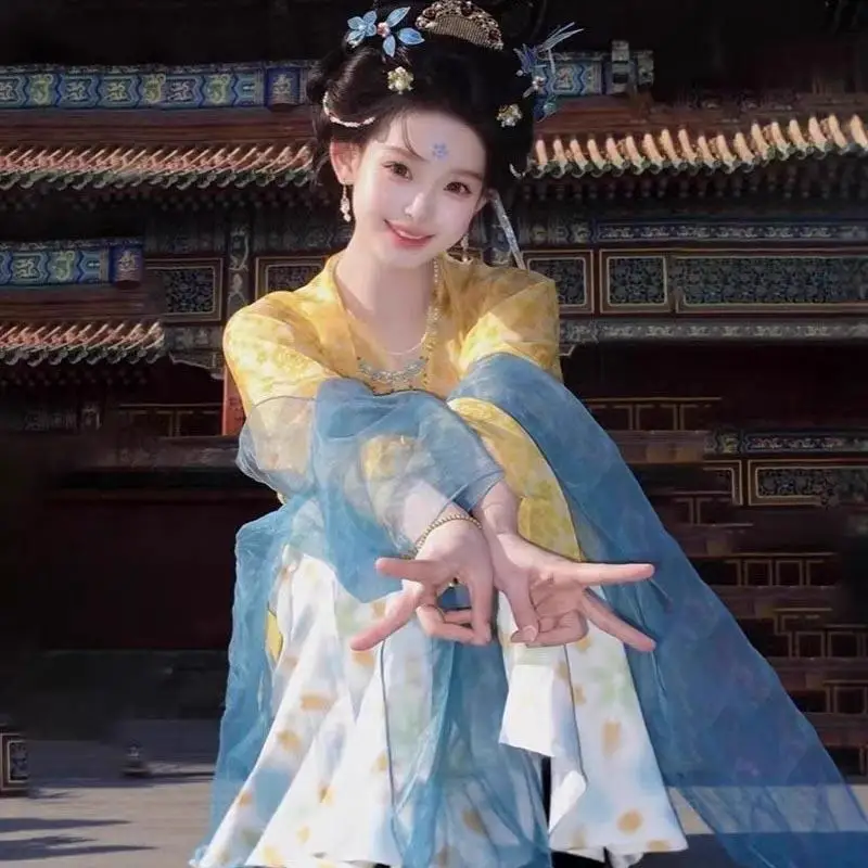 Women's Tang Dynasty Hanfu Set Traditional Vintage Chinese Ancient Clothing Halloween Cosplay Costume Fairy Princess Style Dress