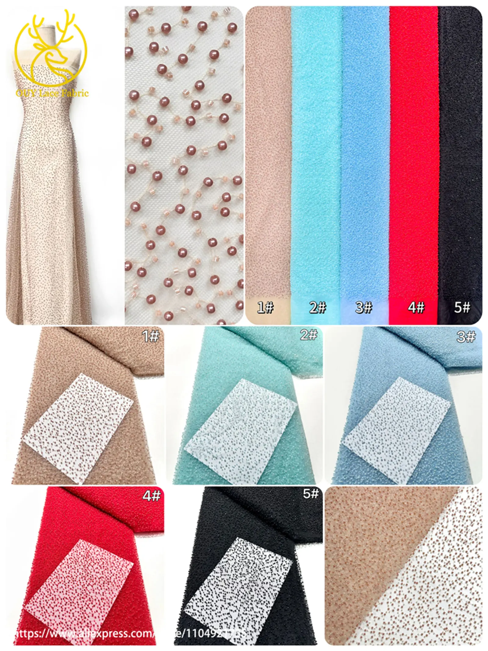 Großhandel Heißer Verkauf Eis Blau Afrikanischen Nigerian Perlen Spitze Stoff für Nähen Damen Party Hochzeit Hochzeit Kleid Material – Detail 4