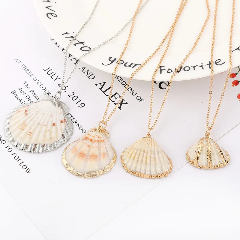 32 Styles Charm Boho Natural Shells Necklaces Scallop Pendant Necklace For Women Gifts Chain Style Alloy Seashell Summer Jewelry