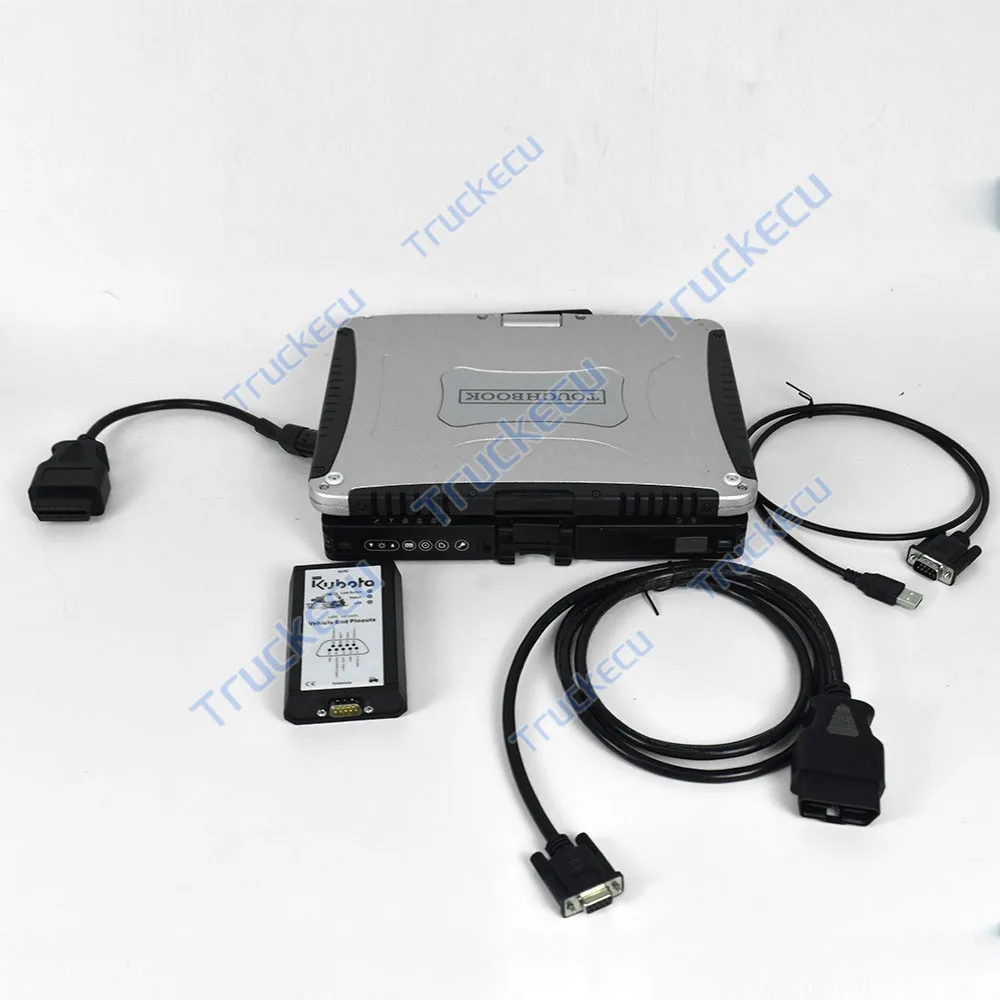 CF19 laptop For KUBOTA DIAGNOSTIC TOOL with 4 pin cable for kubota diagmaster Python interface Takeuchi Diagnostic KIT