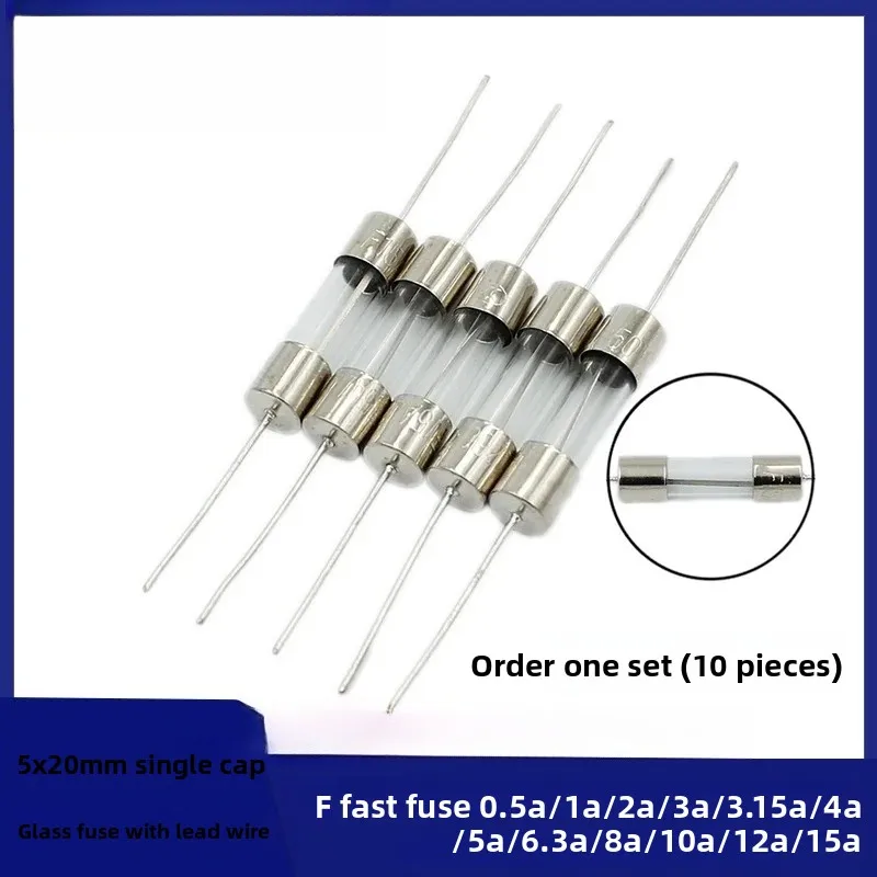 

20Pcs 3.6*10 3*10 4*11 Glass fuse Fast/Slow blow 250V 0.5A 1A 2A 3A 3.15A 4A 5A 6.3A 10A 15A with legs F/T type 3.6x10 3x10 4x11