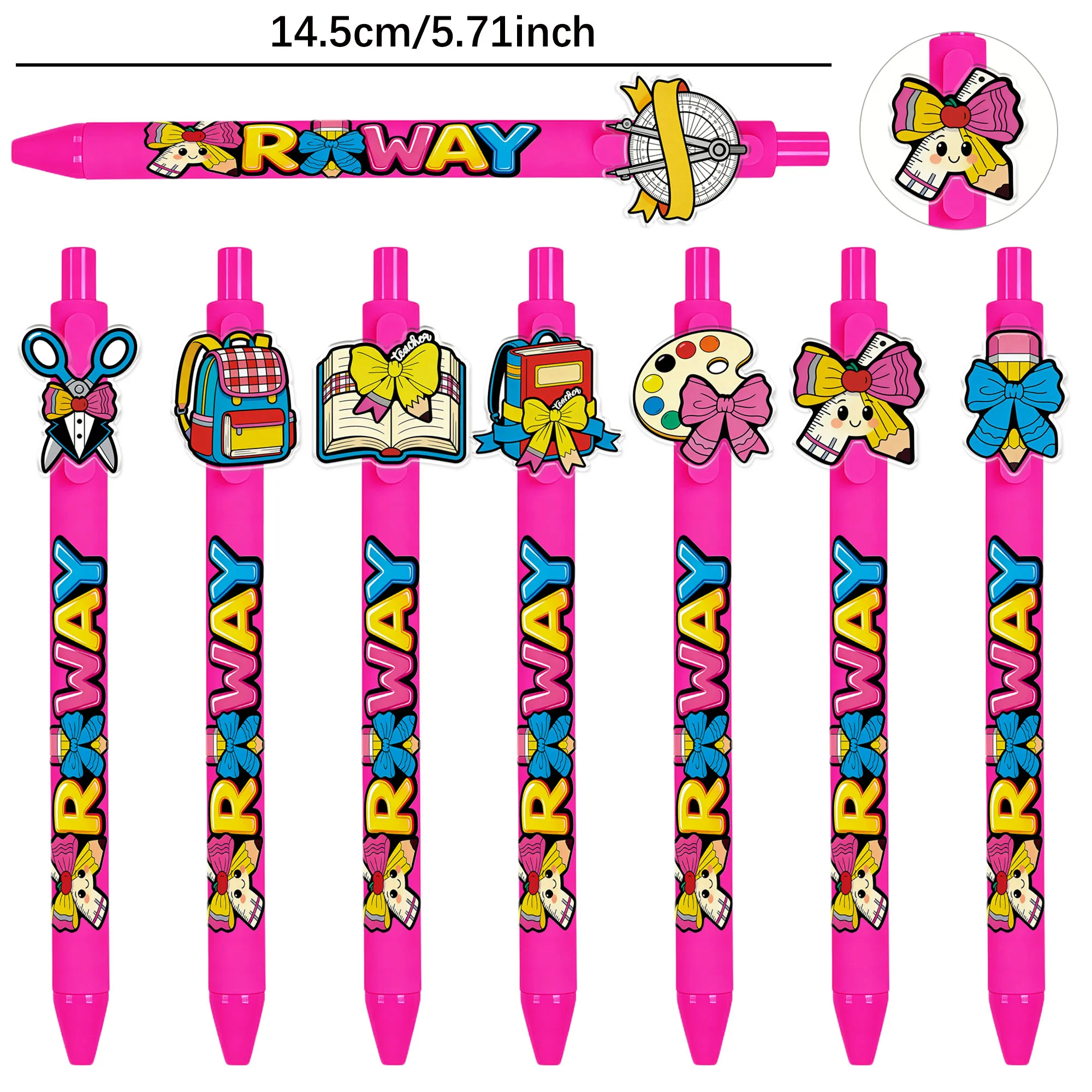 8 pieces / 16 pieces pink series school season ballpoint pens. Stationary shaped push-button ballpoint pens.