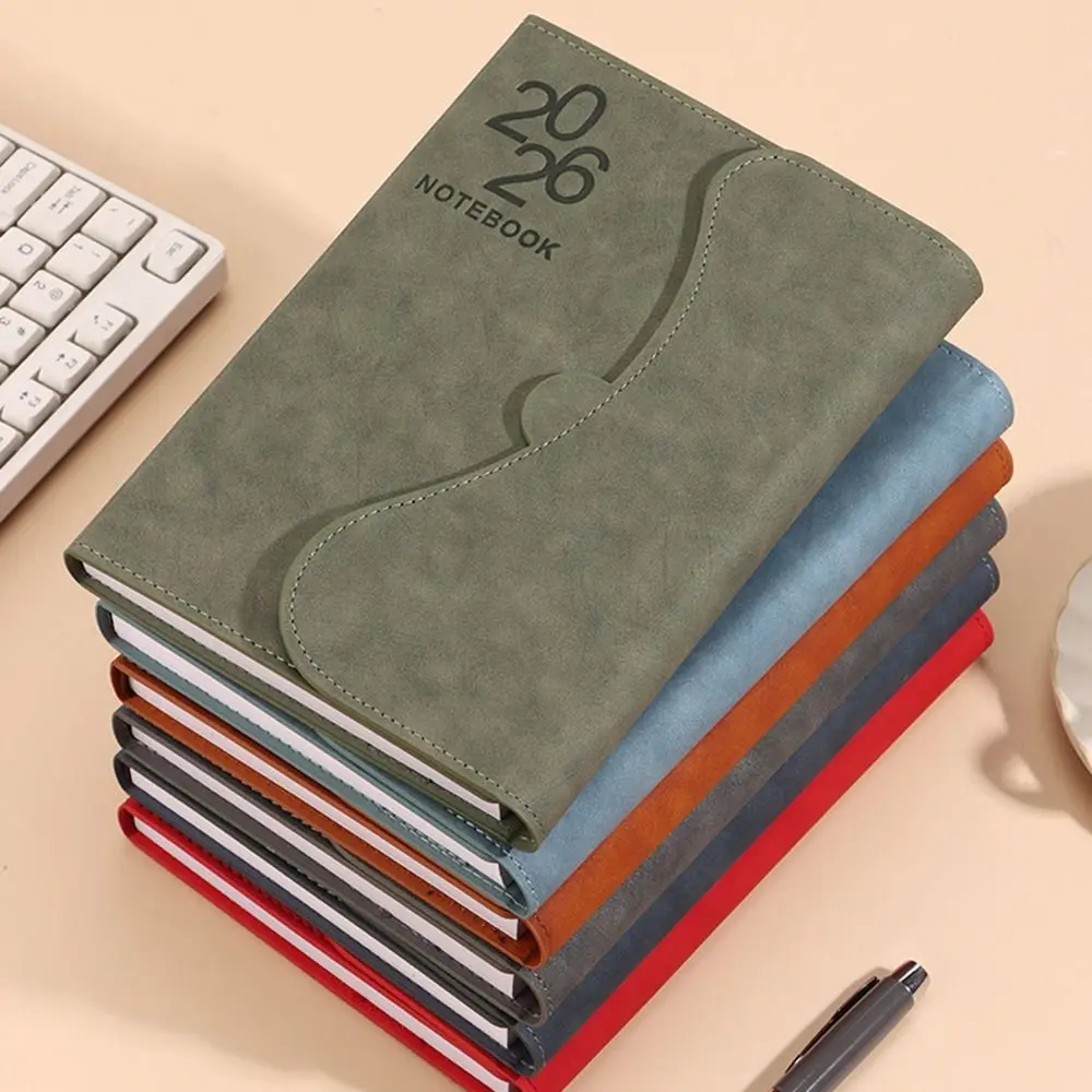 الإنجليزية 2026 جدول مخطط المفكرة 12 شهرا مقاومة للاهتراء A5 جدول التخطيط دفتر سميكة ورقة المغناطيسي غطاء بولي يوريثان