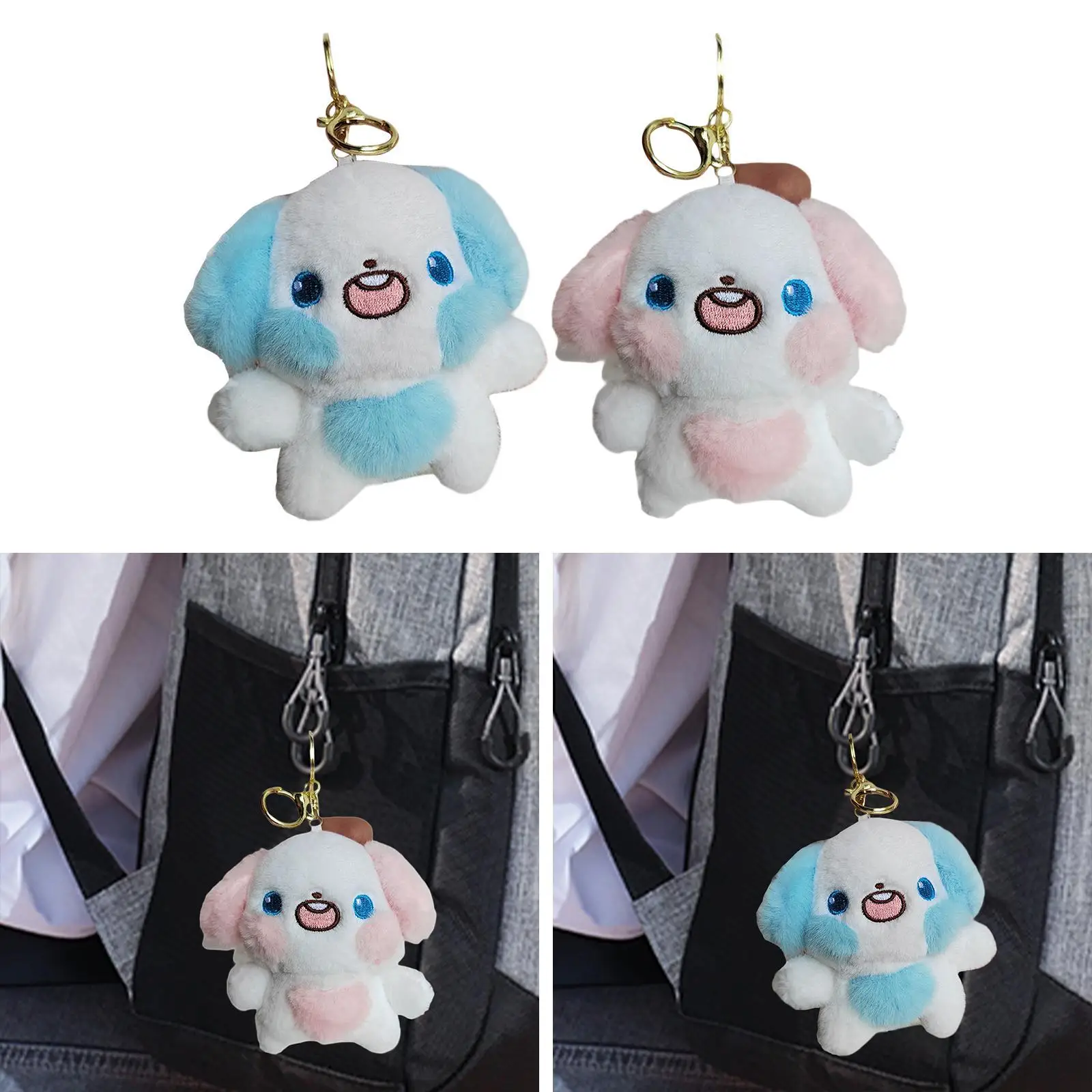 Porte-clés en peluche pour sac à main, joli porte-clés en peluche, chien de dessin animé, sac à main décoratif, faveur de fête pour femmes et filles