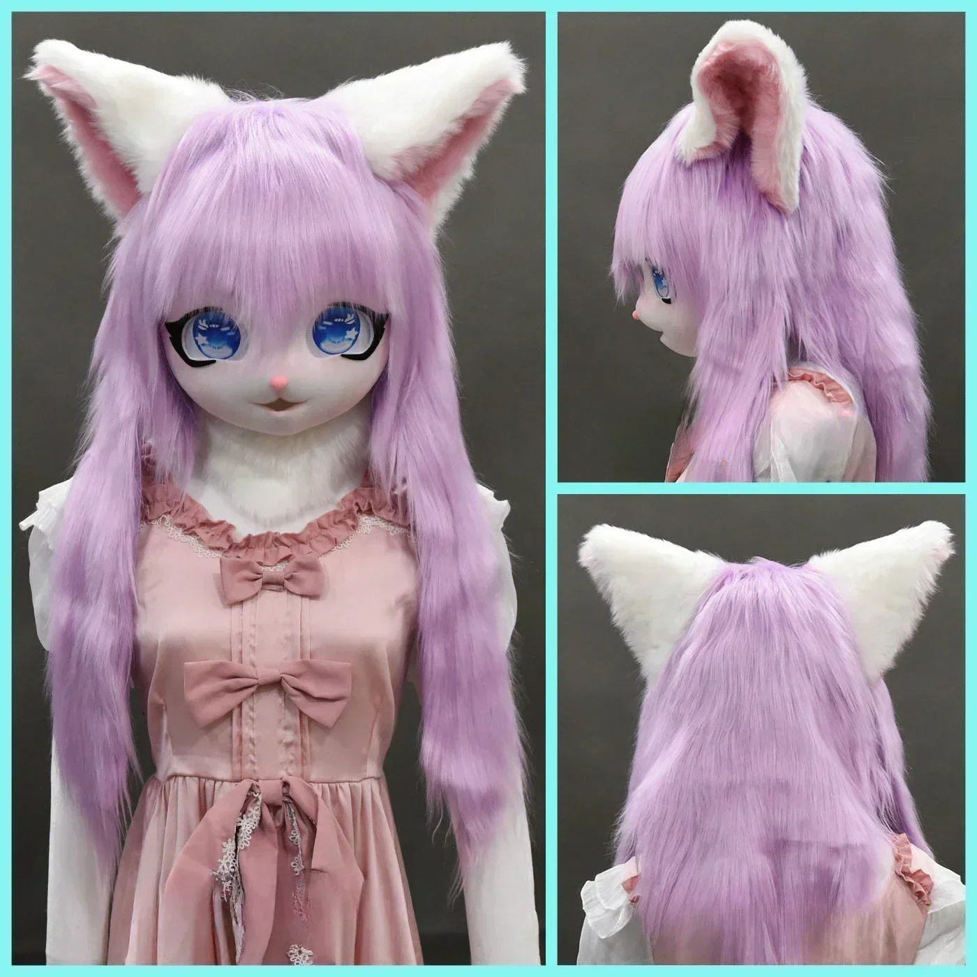 かわいいヘッドセット毛皮キグルミコスプレマスク足型ヘッドベース