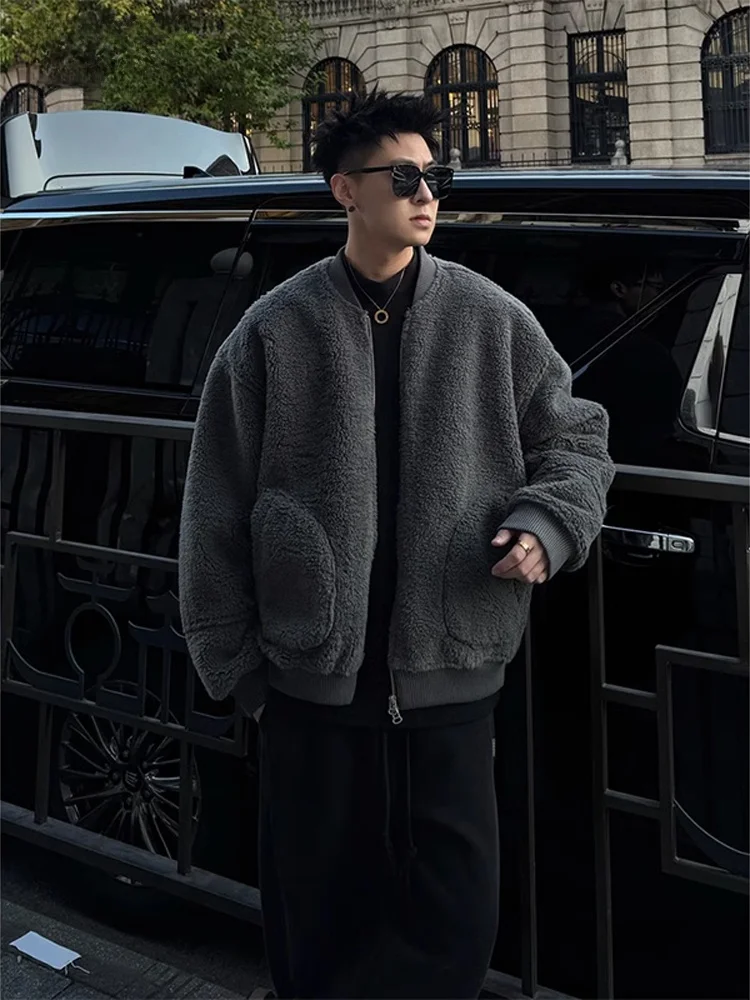 

Trendy Lamb Velvet Jaet Men's 2025 New Autumn Winter Thiened Fce Lined Fur Inteated Cotton Coat Youth Faion Urban ...