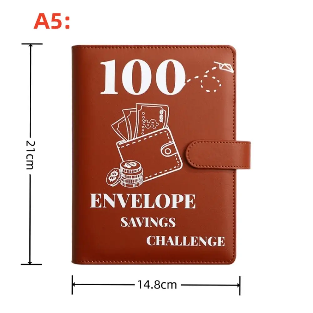 Save Money 100 Envelopes Money Saving Challeng PU Large Capacity Mini Binder Savings Challenge Reusable Waterproof Budget Binder