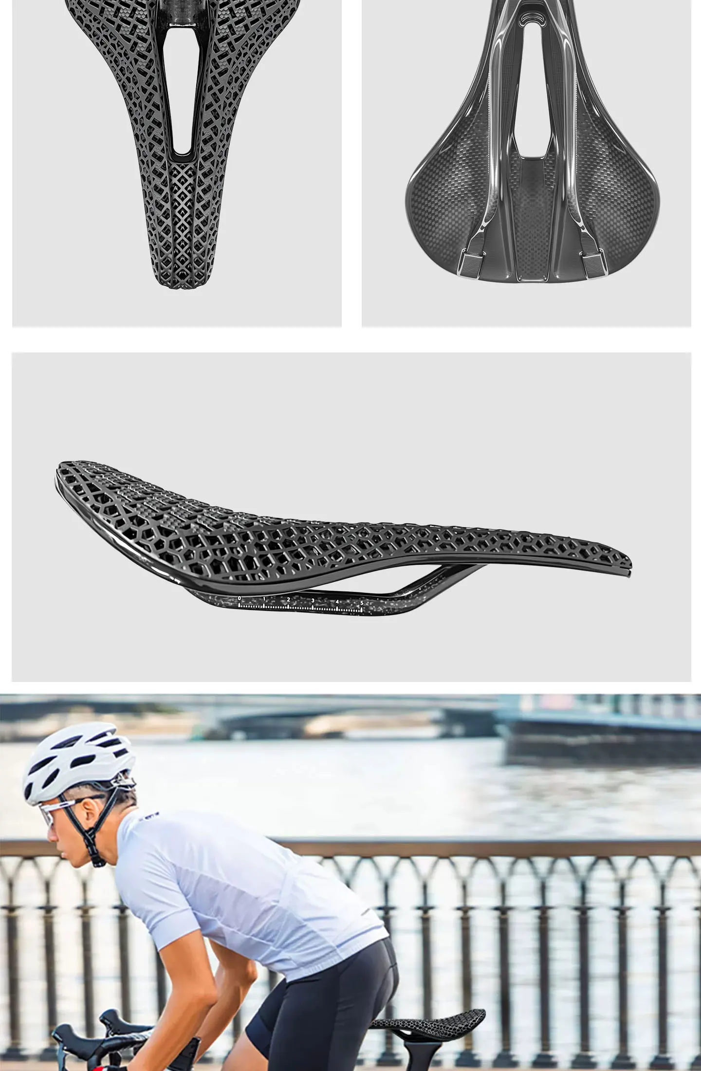 Plselis Vollcarbon-Sitzkissen, 3D-gedrucktes Sitzkissen, Rennrad-Sitzkissen, Fahrrad-Sitzkissen, Ergonomie – Detail 11