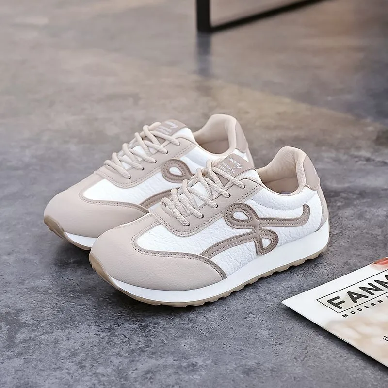

Spring and Autumn Vintage Classic Fashion Color Blocked Women's Casual Flat Shoes Women's Leather Material New Sports Shoes