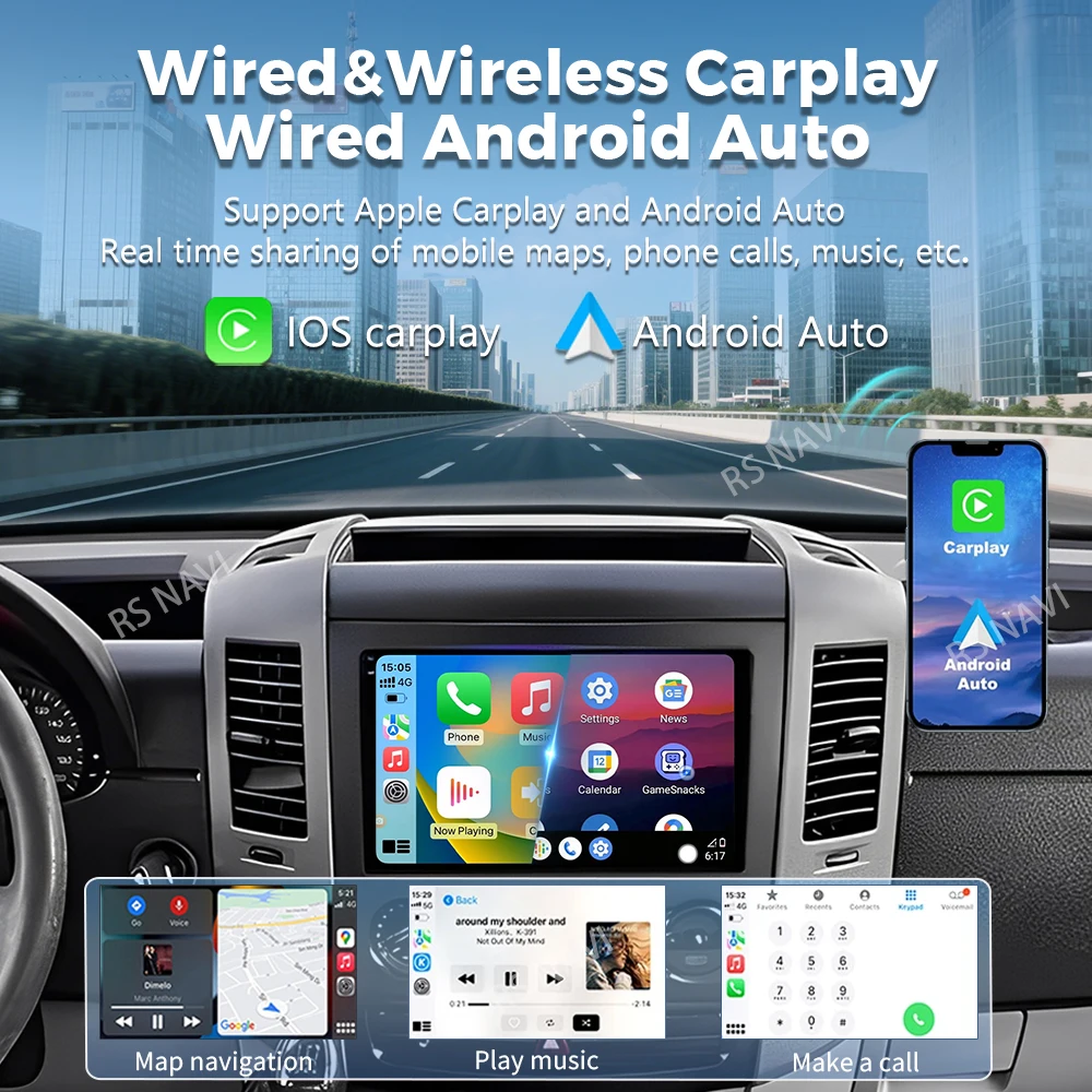 Android 16 For Benz Sprinter Volkswagen Crafter 2006 - 2016 2K QLED Android Car Radio Multimedia Video Player GPS Stereo CarPlay