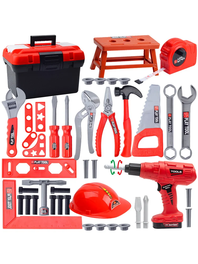 Children's Tool Set with Electric Toy Drill Kids Power Construction Toy Pretend Play Toy Tools Kit for Toddler Boys Girls Child