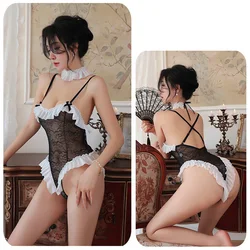 Sexy lingerie Uniform Temptation Lace jumpsuit Mesh Perspective fetish Fantasy clothing sexy. items Sexy women's costume xxx