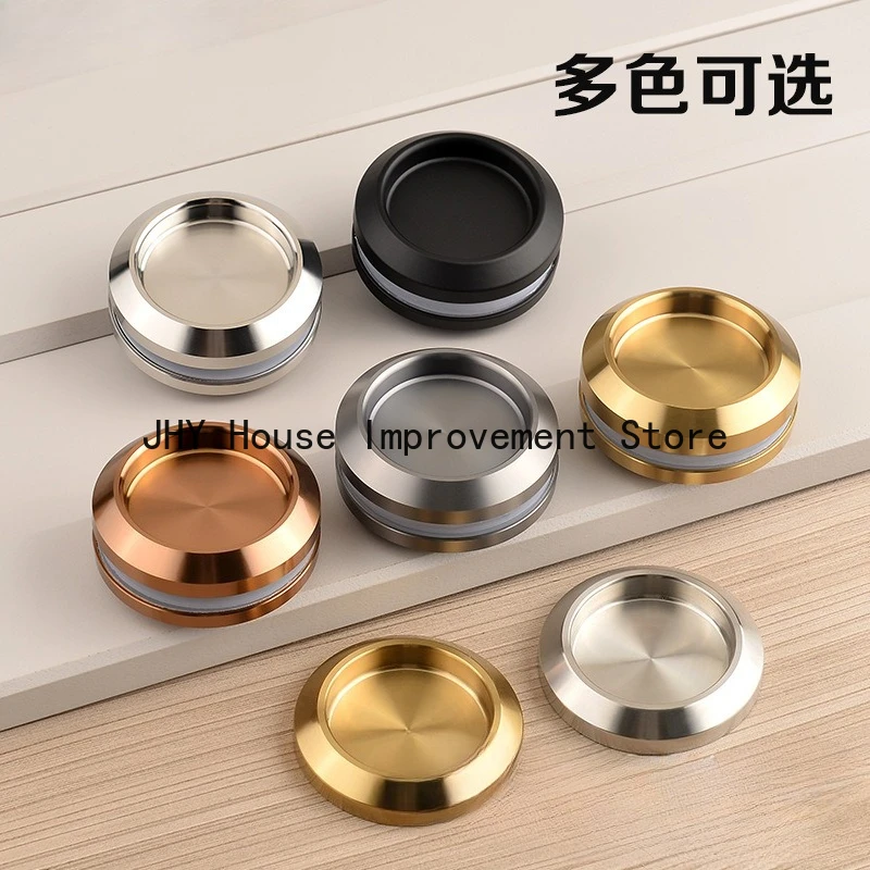 

Glass door bath room dark handle sliding door buckle hand invisible cabinet non-punching round handle