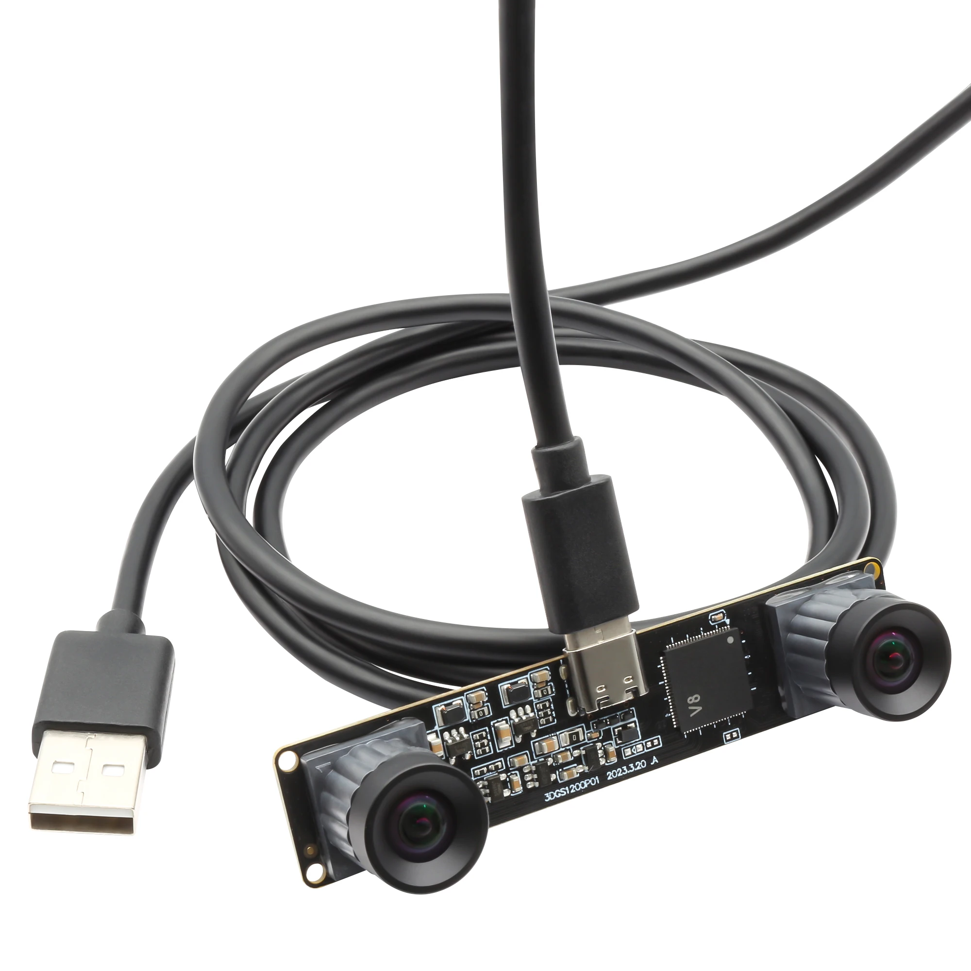 ELP 1200P 60fps Global Shutter USB Camera with M12 Dual Lens No Distortion Industrial Webcam for Recording Fast-Moving Driving