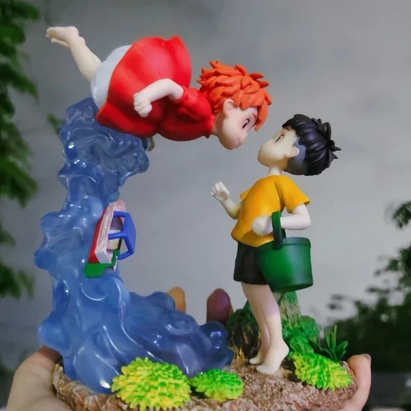 금붕어 히메 인어공주 포뇨와 소스케 15CM 만남 장면 수제 모델 장식품 (절벽 위)