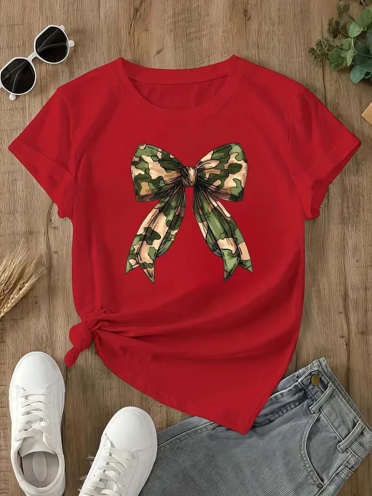 صيف جديد 90s ليوبارد طباعة القوس قصيرة الأكمام ملابس منقوشة المرأة تي شيرت Harajuku الجرافيك الملابس النسائية تي شيرت