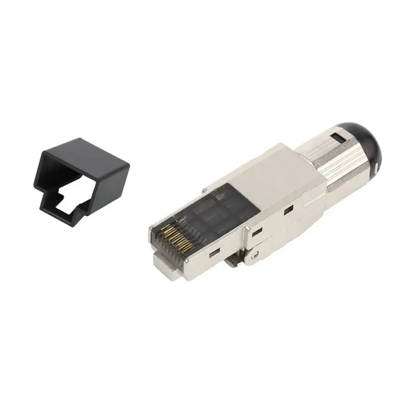 Shielded RJ45 Cat6a Connector 8PCS 2000Mhz 40G LAN Cable Toolless Modular Termination Plug For 22AWG-24AWG