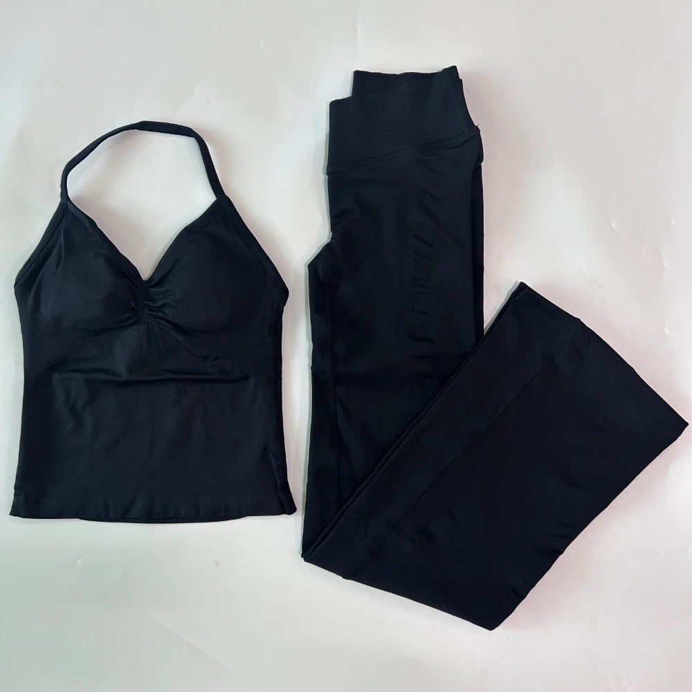 2-teilige Sets Damen-Outfits Tanktops Ausgestellte Leggings Schlaghosen Trainingsanzüge Fitnesskleidung Workout-Set Gym-Anzug Activewear – Detail 21