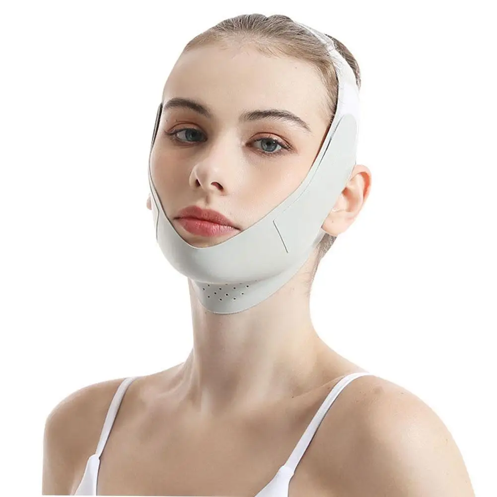 Verstelbare Gezicht Afslankende Bandage Chin-Up Riem Slaap V Lifting Gezicht Ademend Materiaal B8k5