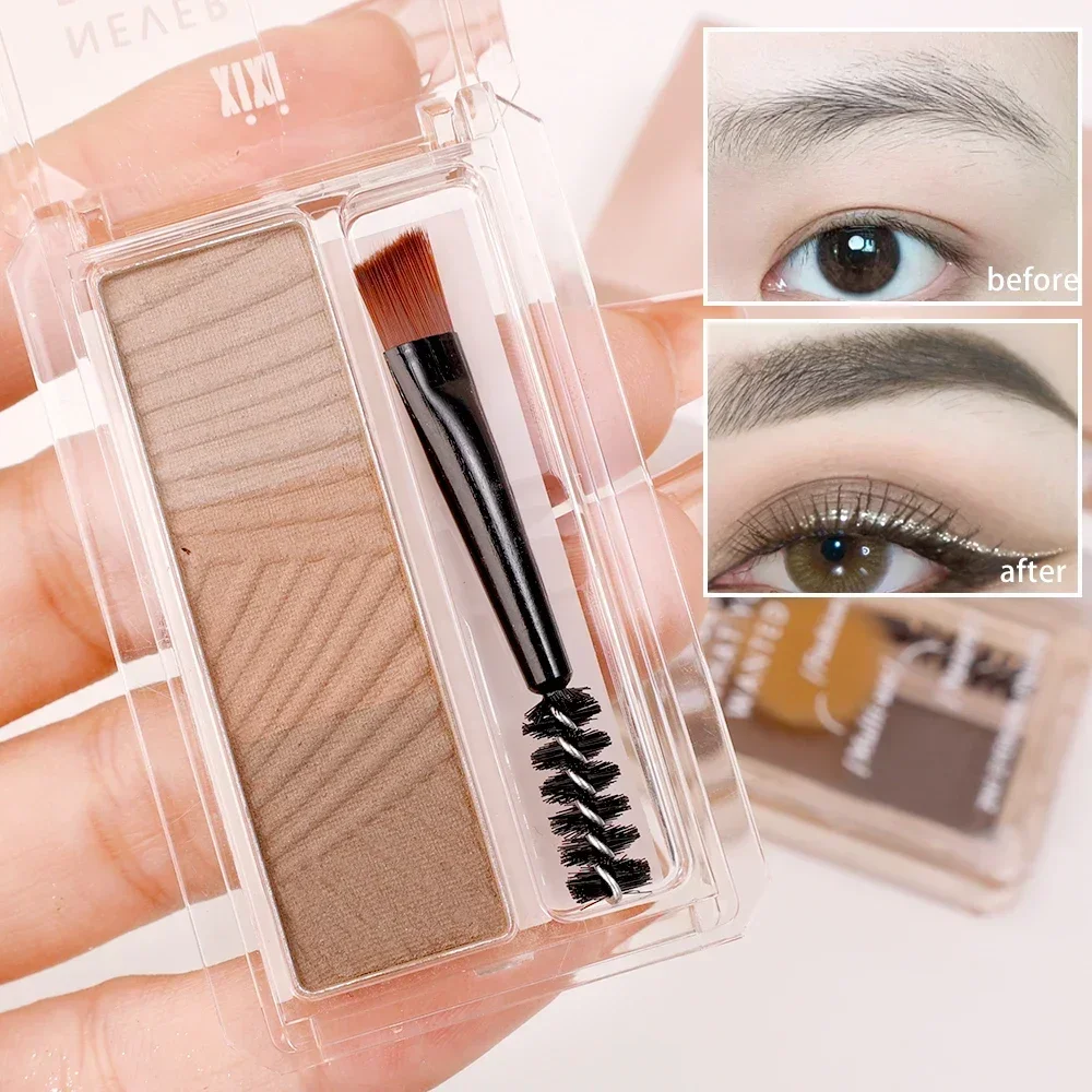 Paleta de polvo de cejas 3D con pincel, polvo de tinte de cejas marrón impermeable, 3 colores, no se decolora, pigmento de sombra, maquillaje cosmético