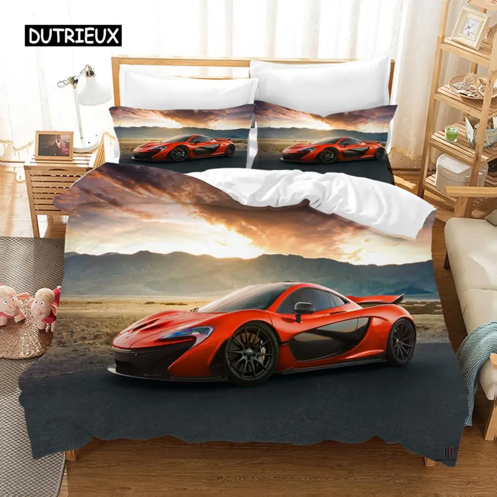 

Sports Car Duvet Cover Race Car Cool Car Bedding Sets Polyester for Teens Kids Boys Cool Bedroom Decoration Modern Design Theme