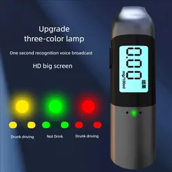 Portable Alcohol Tester High-Sensitive Electronic Breathalyzer Non-Contacting Detector USB Rechargeable with Digital LED Screen