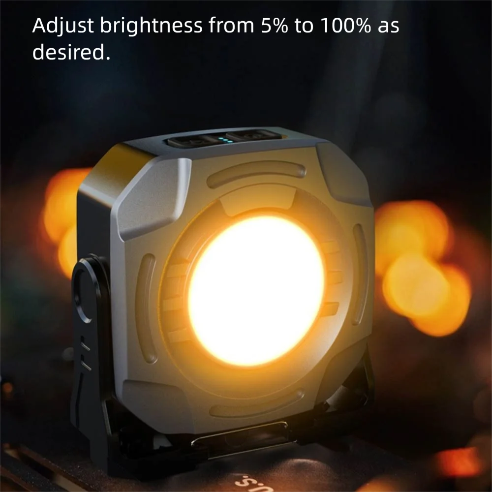 With Magnet And Hook Camping Flashlight Dual Switch Control Infinitely Dimmable Keychain Work Light Warning Light COB