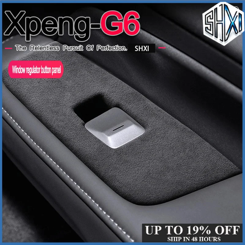 Suitable For Xpeng G6 2023-2025 Window Lifter Button Panel Italy Alcantara Suede Interior Upgrade Protective Sticker