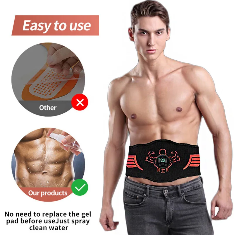 EMS Muscle Stimulator Abs Trainer Belt Electric Abdominal Muscle Toner USB Rechargeable Belly Waist Lose Weight Fitness Training