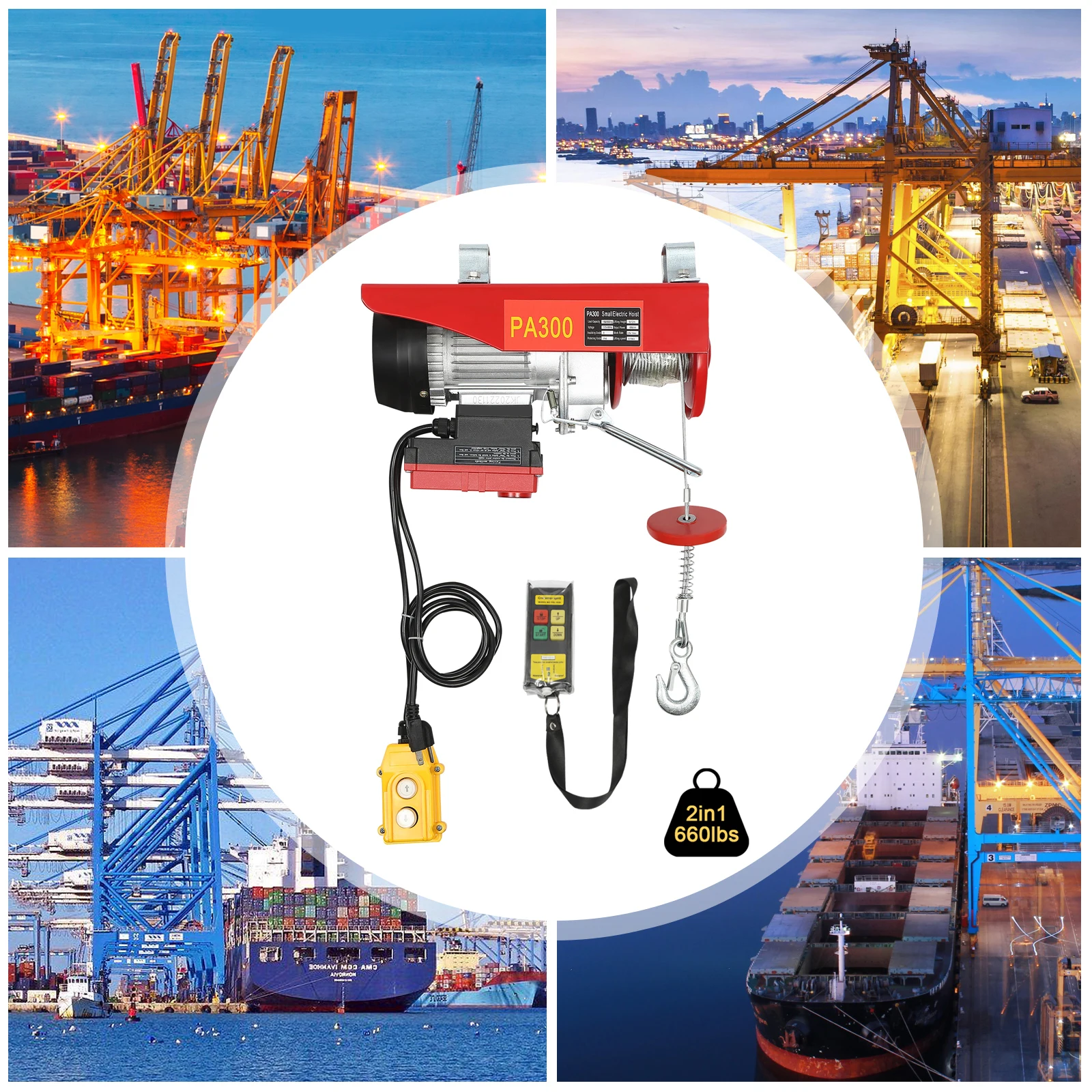 High-Capacity Electric Winch, 660 lbs Load, Wireless and Wired Control, Safety Features, Fast Heat Dissipation for Efficient