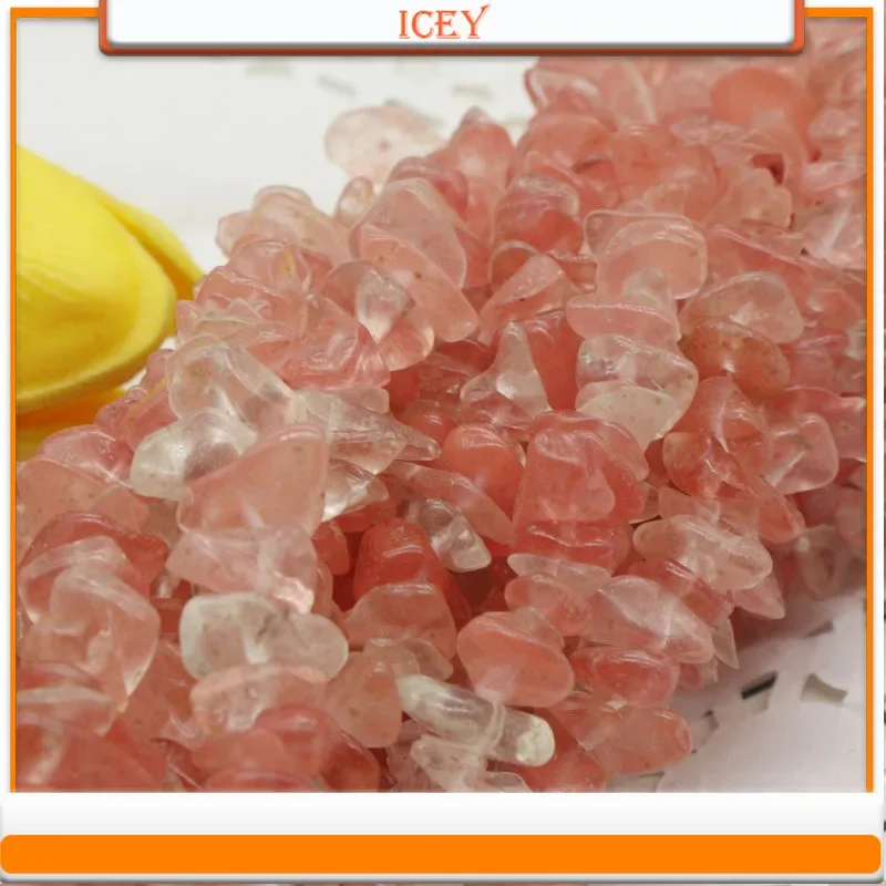 Icey 10pcs Watermelon Red Crushed Stone Crystal Crushed Stone String with Holes Crushed Stone Crystal Gem Scattered Beads