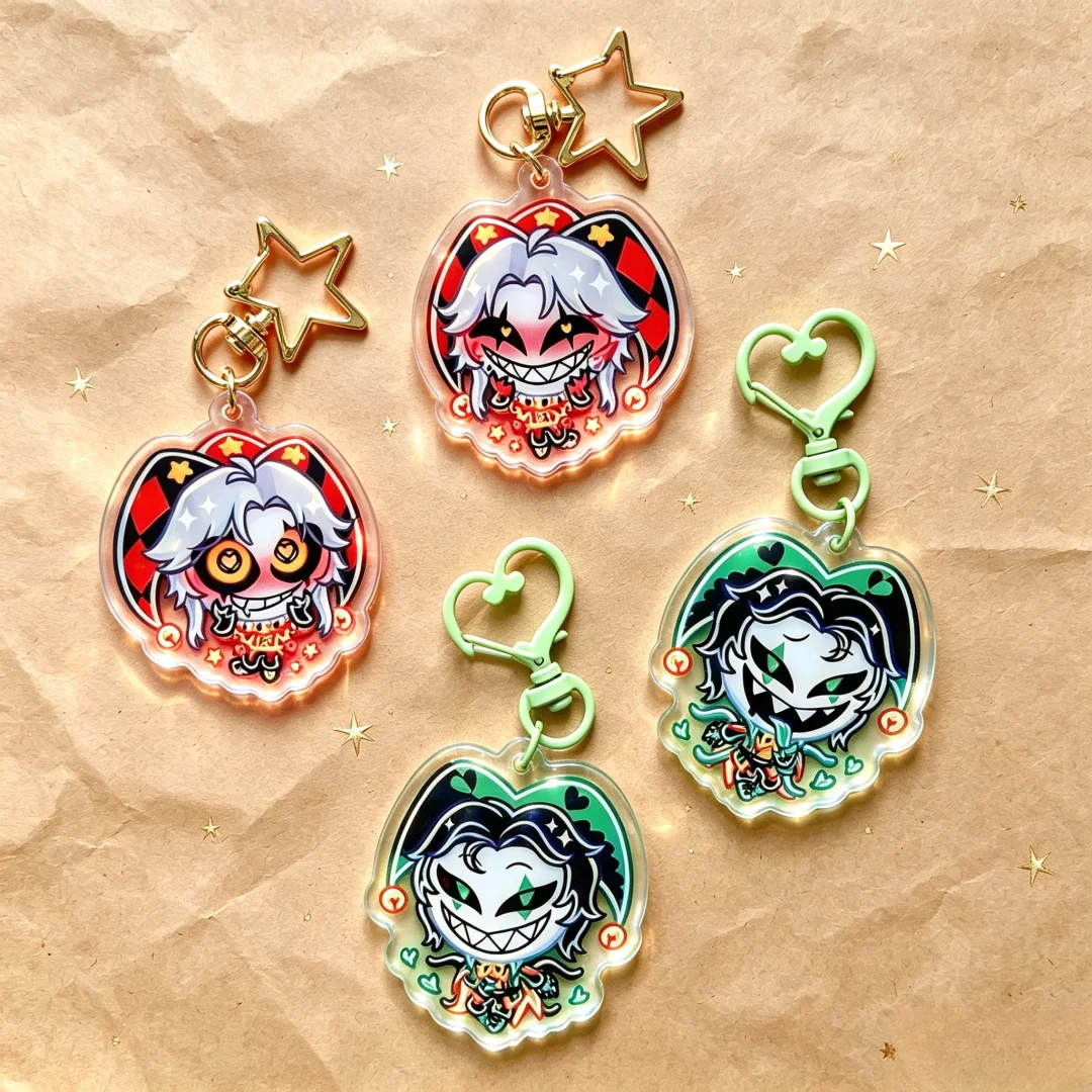 1pc Cute  Freak Circus Chibi Acrylic Keychain, Cartoon Character Star Clasp Bag Charm, Kawaii Anime Pendant charms Gift
