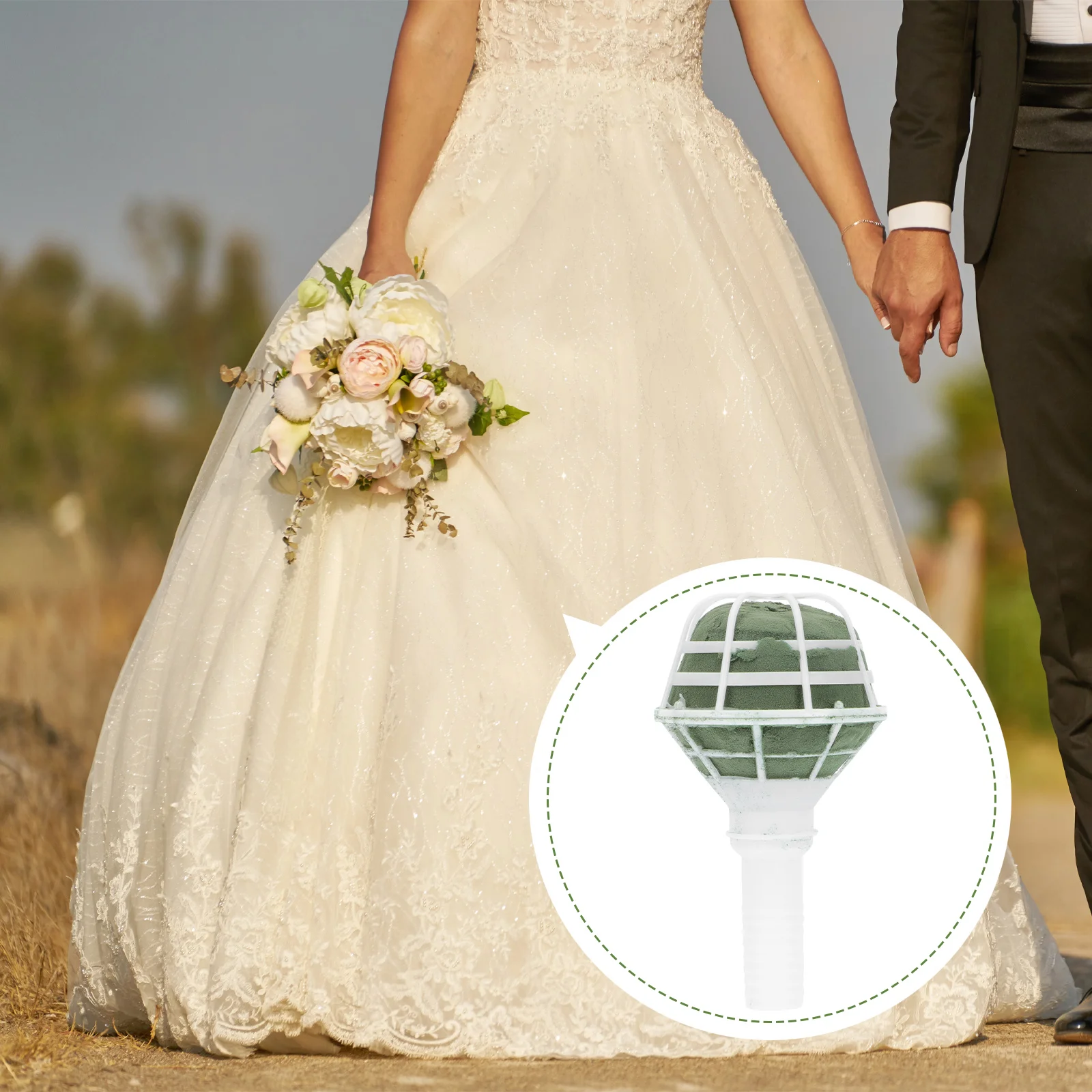 

12 pcs Bride Hand Bouquet Holder Floral Mud Plastic Wedding Bridal Flowers Arrangement Decor Supply DIY Handle
