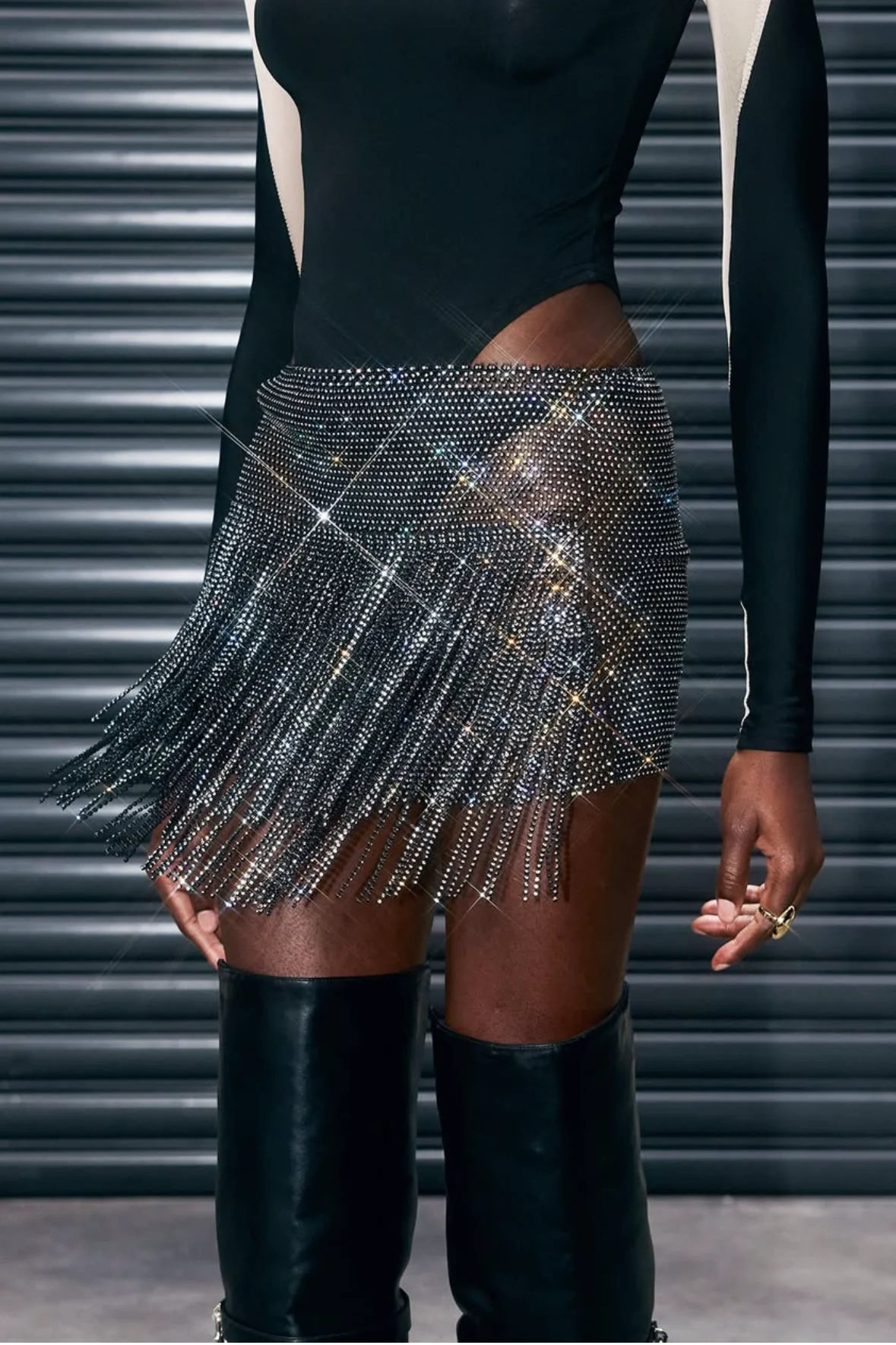 

Sexy Rhinestone Midi Skirt Fashionable Spicy Girl Tassel Skirt Music Festival Party A-line Skirt Fishing Net Skirt For Women