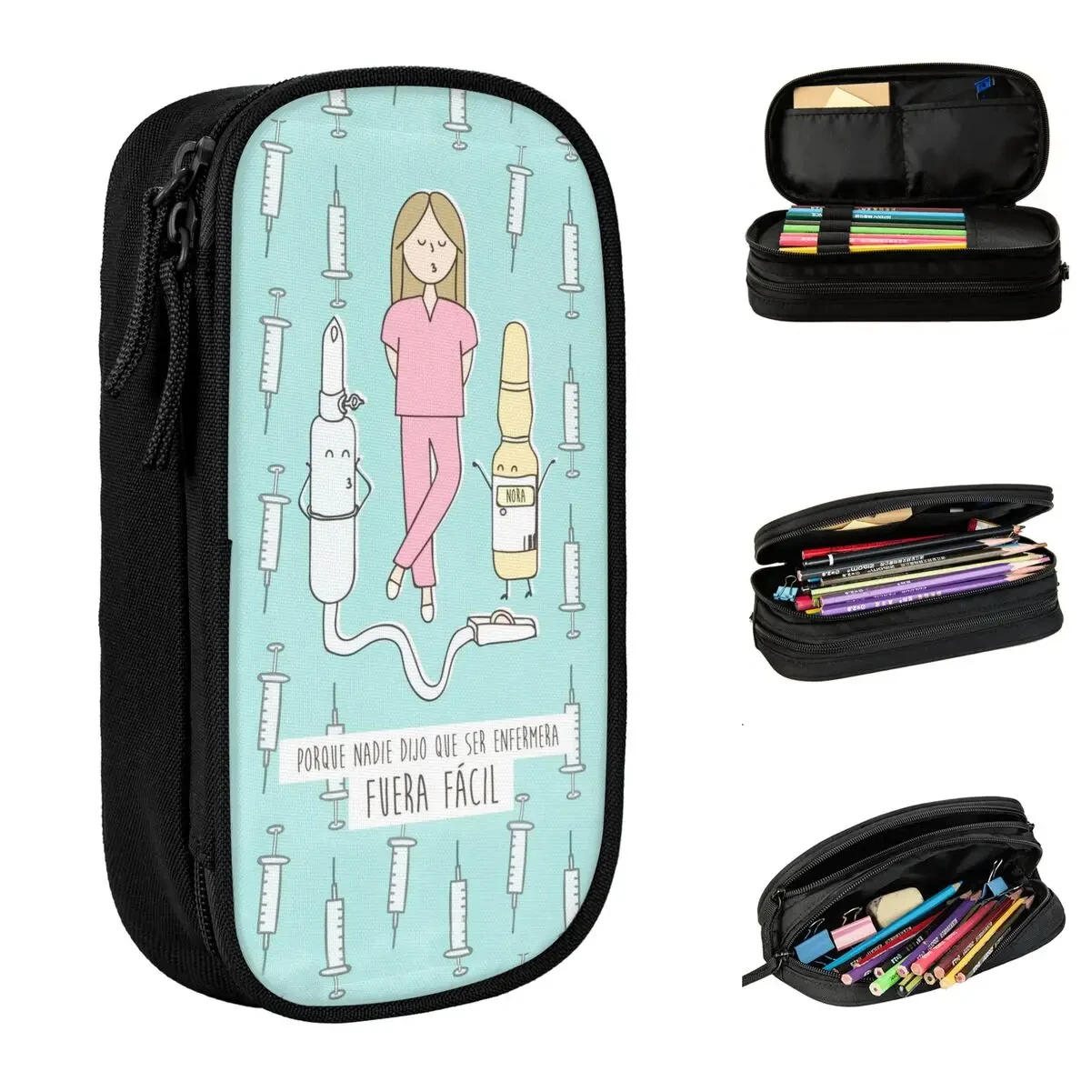 Doctor Nurse Enfermera En Apuros Pencil Case Double Layer Large-capacity School Accessories Pencilcase Suprise Gift