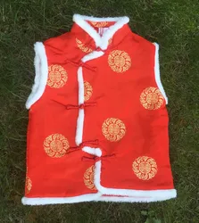 Boy Girl Tang Clothes Chinese Style Vest Top Vintage Button Down Hanfu Print Chinese New Year Cheongsam Vests Child Hanfu